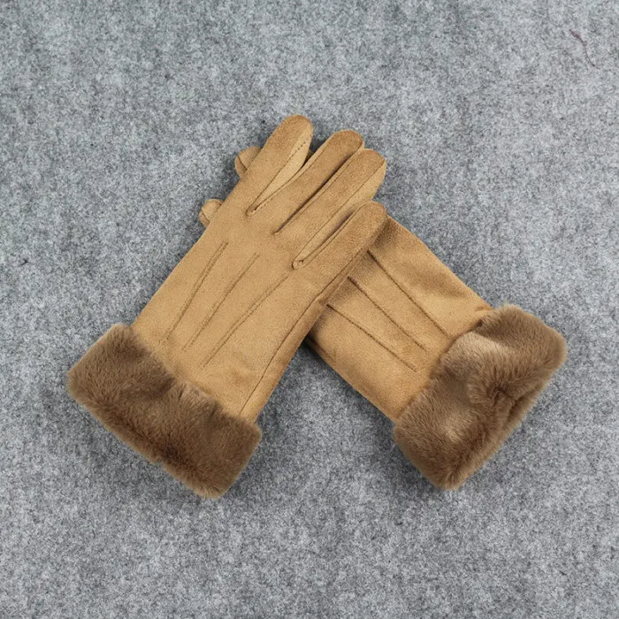 Ladies Biking Plush Winter Glove PU Leather Full Finger Screen Touch Women Outdoor Sport Female Gloves Dropship Gants Femme