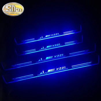 

SNCN 4PCS Acrylic Moving LED Welcome Pedal Car Scuff Plate Pedal Door Sill For Mercedes Benz W221 2005 - 2013 S350 S500