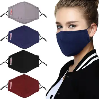 

4pcs Cotton Solid Color Mouth Mask Adjustable Dust Proof Breathable PM2.5 Mask Cotton Mouth Mask For Outdoor