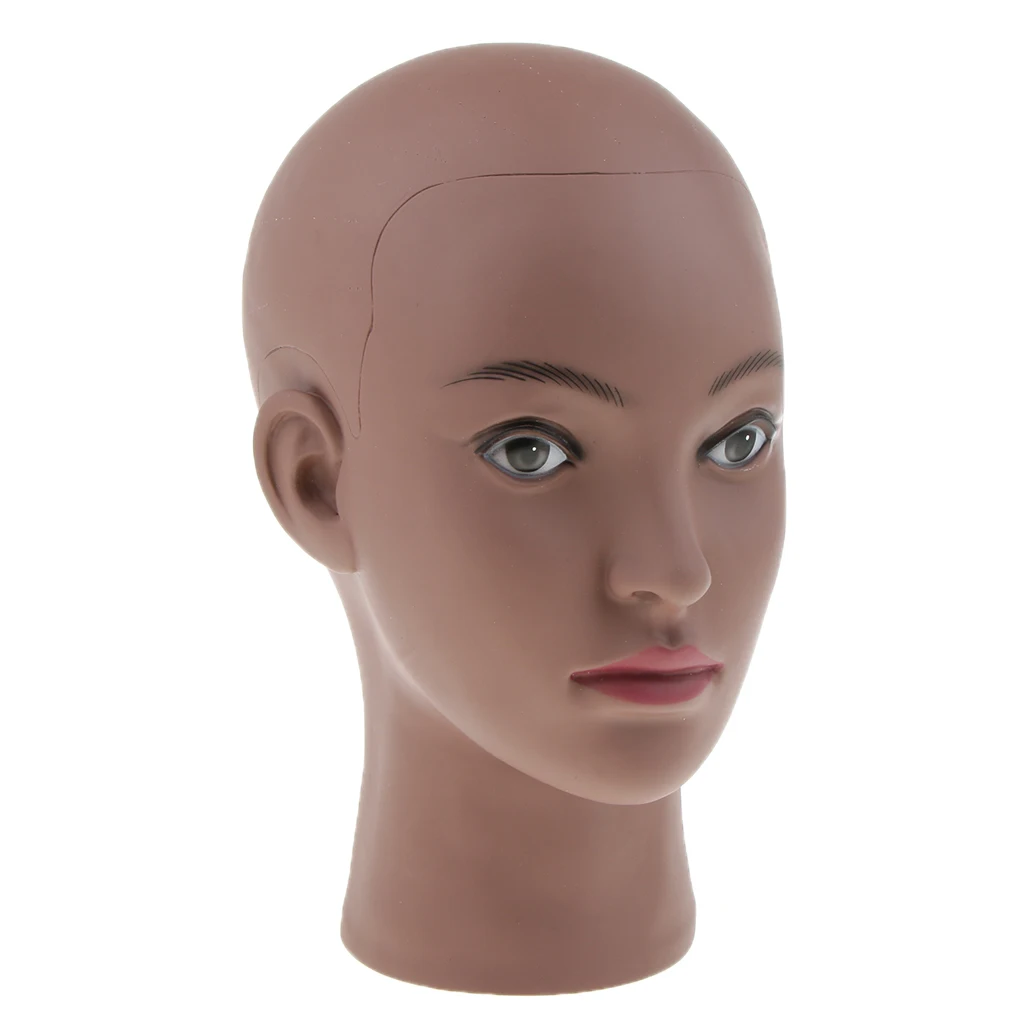 Mannequin Head Stand Brown Skin Female Pro Cosmetology Wig Hat Eyeglasses Manikin Head Model Display Stand
