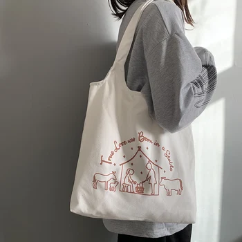 

Women Purses and Handbags 2020 New Fashion Female Students Bookbag Hasp Canvas Shoulder Bags Cartoon Printed Casual Tote Bags