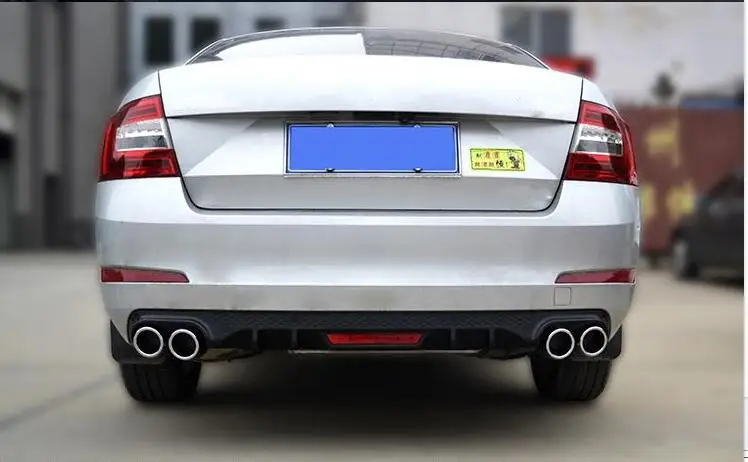 For Skoda Octavia 2014-ABS Black Rear Bumper Lip Trunk Spoiler Rear Diffuser Protector Car Styling car bumper accessories