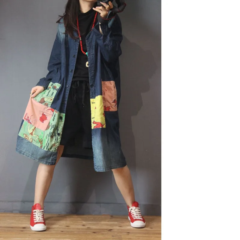 Длинное Ковбойское Свободное пальто Женская модная ветровка Modis Manteau Femme Moda Mujer Женская одежда винтажное пальто