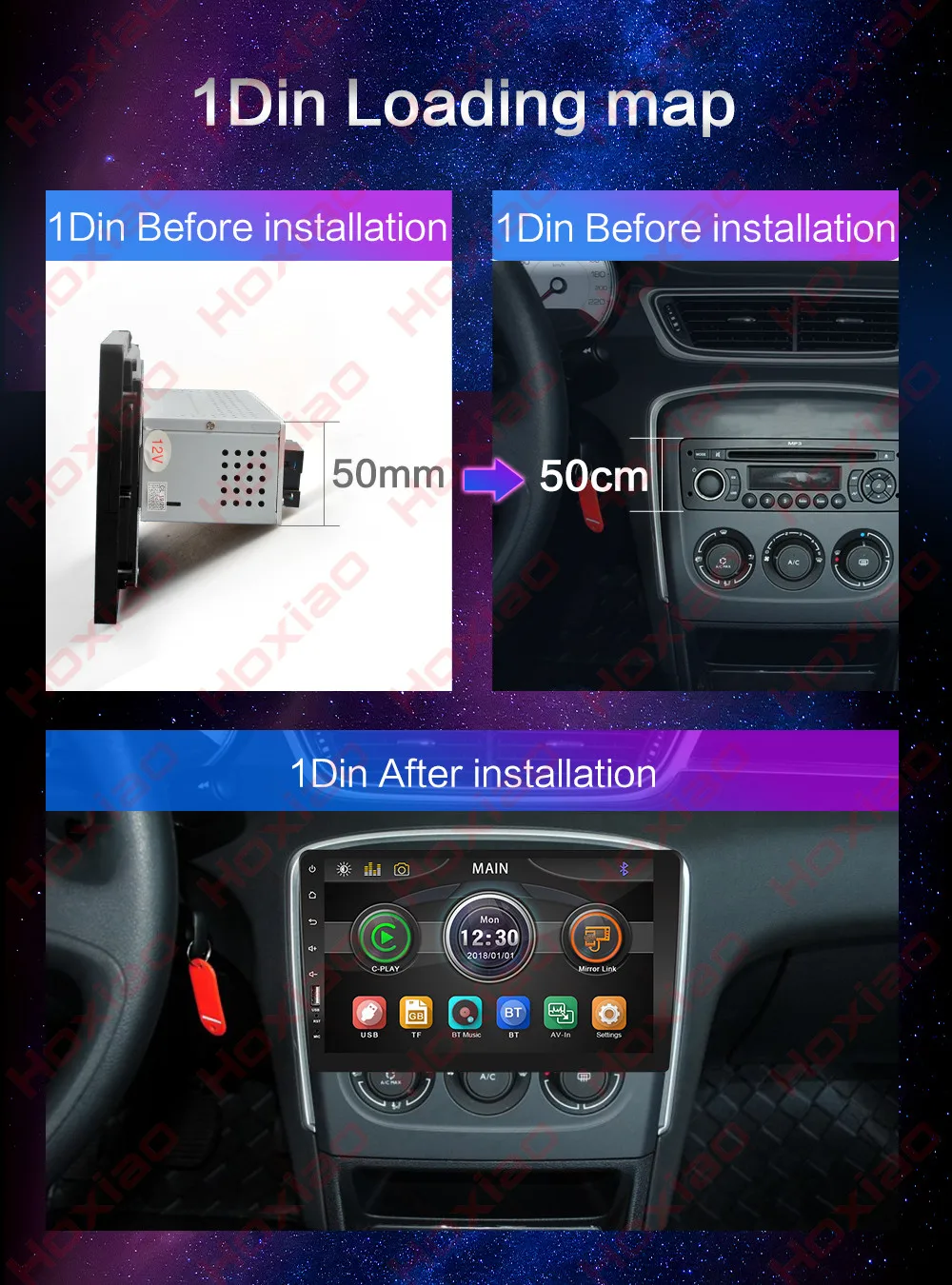 1 DIN встроенный MP3 Carplay Android Авто 2 din Автомобильный Радио плеер с Сенсорное Зеркало