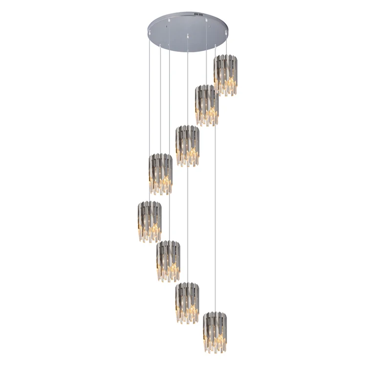 Luxury Chrome Silver Golden Crystal Designer LED Hanging Lamps Chandelier Lighting Suspension Luminaire Lampen For Dinning Room