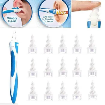 

1 PC Ear Swab Handle 16PCTips Soft Spiral Ear Wax Cleaner Removal Ear Cleaning Cleaner Tool Swabs Pick Remover Ear Care Tool