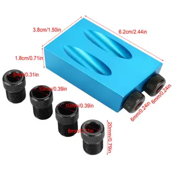 

Woodworking Oblique Hole Depth Ring Positioner Drill Bit Locator Guide Set Kit