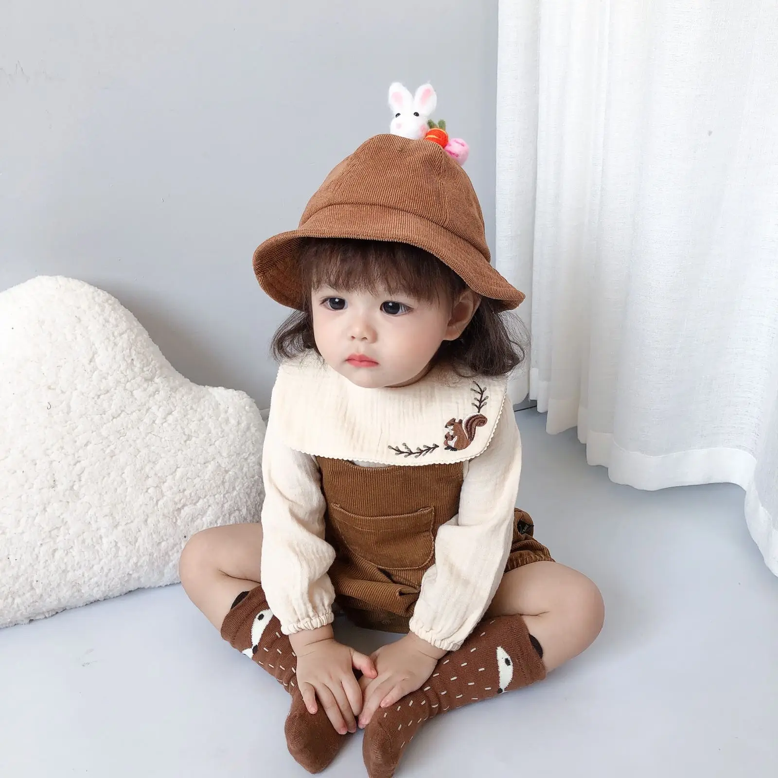 Manga Longa Bordado Bodysuit E Toddler Corduroy