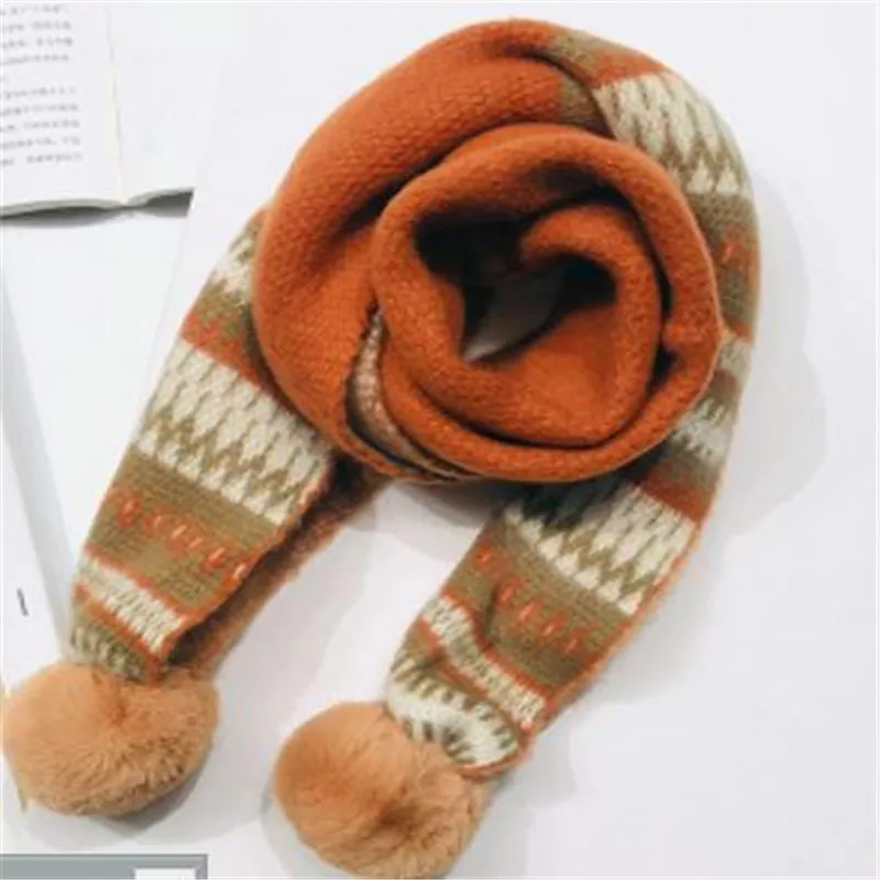 Qiu dong han edition knitted children's collar boy girl scarf color matching baby winter more national wind in winter to BKX458 - Цвет: BKX458-Caramel color