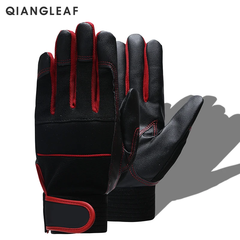 cheap QIANGLEAF Brand Work Gloves Ultrathin Microfiber Ottoman Safety Glove Wear resistant Black White Stitching Safety Mitten 2610