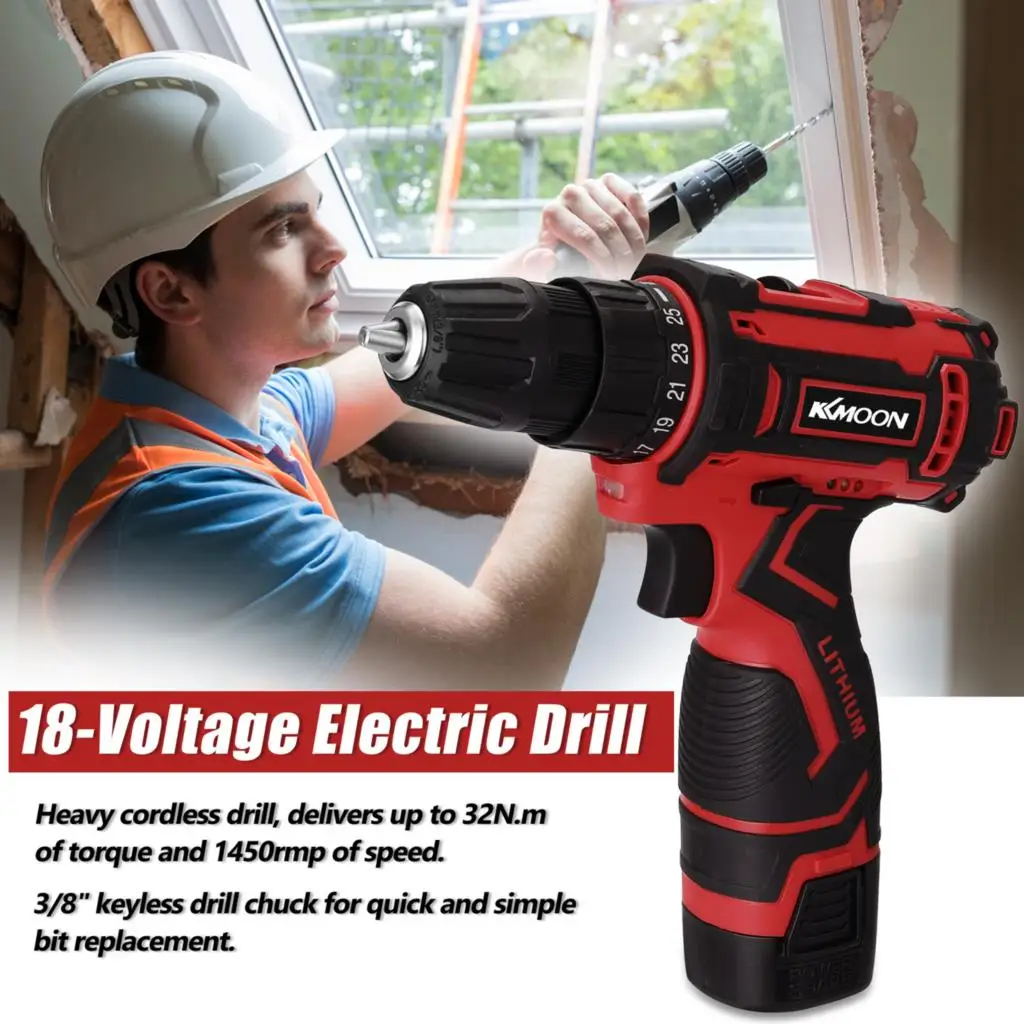 18V Electric Drill Cordless Screwdriver Lithium Battery Wireless