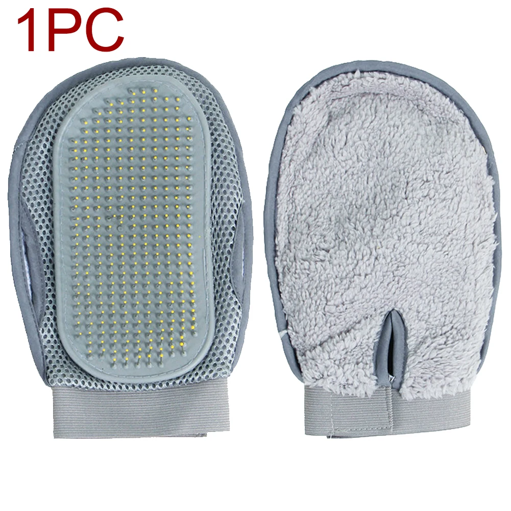 Practical Portable Double Faced Tool Washing Dog Pet Bath Massage Hair Removal Stainless Steel Needle Grooming Glove Mesh