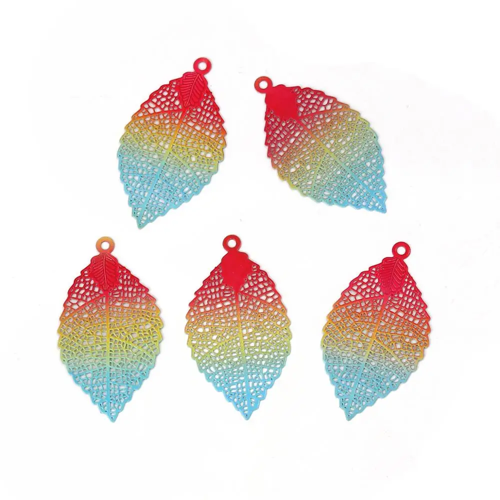 DoreenBeads медный эмалированный, разукрашенный кулоны многоцветный лист геометрическое Филигранное тиснение для самодельных ювелирных изделий Подвески, 5 шт