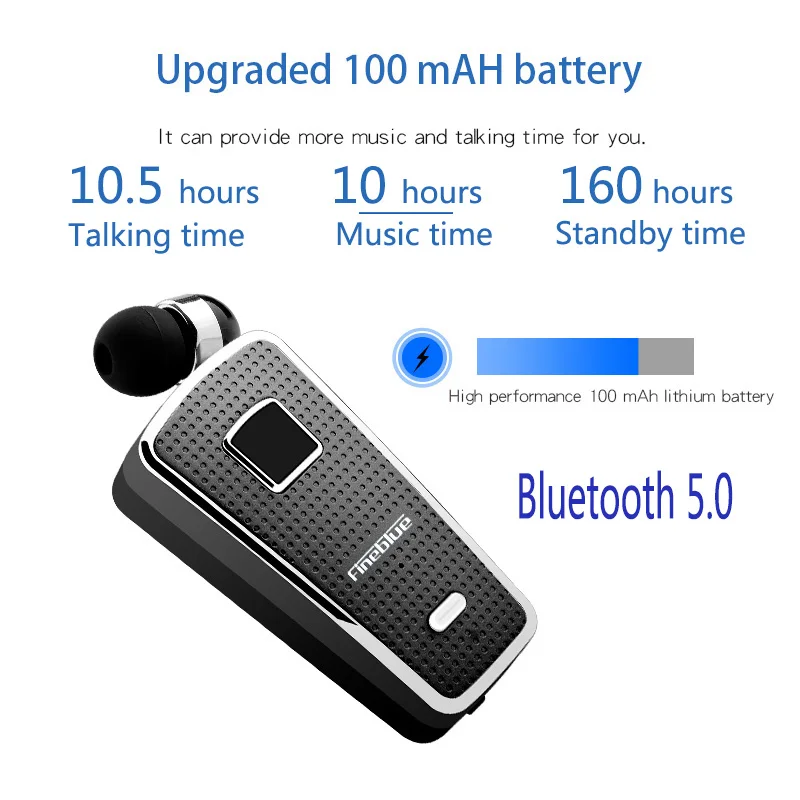 Photo Product Fineblue F970 Pro bluetooth 5.0 call vibration 10 hours working time Bluetooth earpiece wireless earphone Bluetooth clip headset