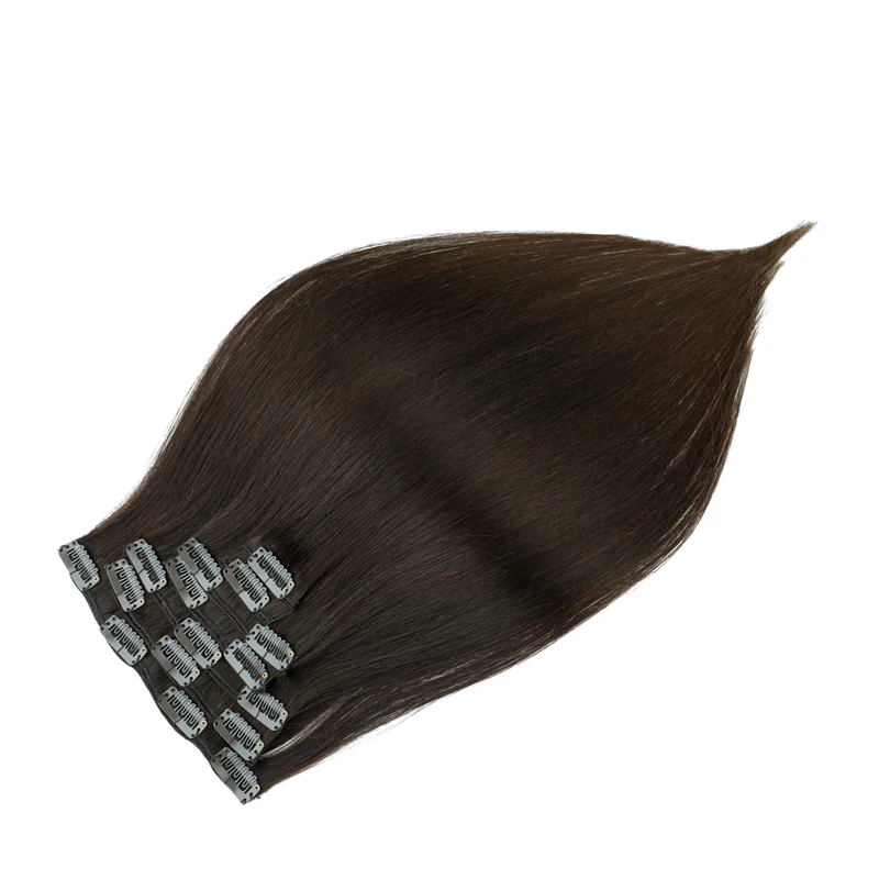 #2 Leshine, двойные нарисованные Человеческие волосы Remy на заколках для наращивания, 14 дюймов, 16 дюймов, 18 дюймов, 7 шт., 16 клипов, Натуральные Прямые волосы на заколках, быстрая - Цвет: #2