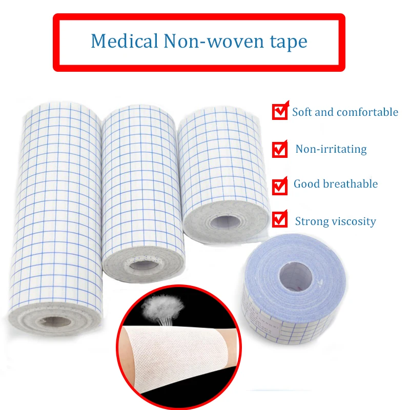 

2 Rolls Plaster Gauze Needle Fixation Tape White Non-woven Medical Tape for Wound Dressing Fixation 10/15/20cmx10m