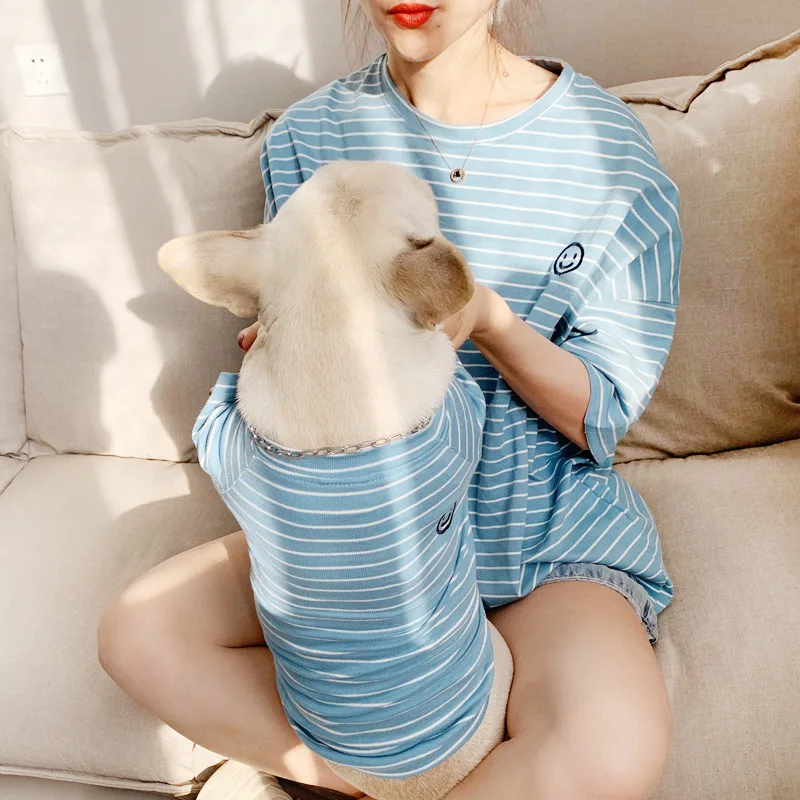 Одежда для маленьких собак французский бульдог полосатая рубашка одежда костюм