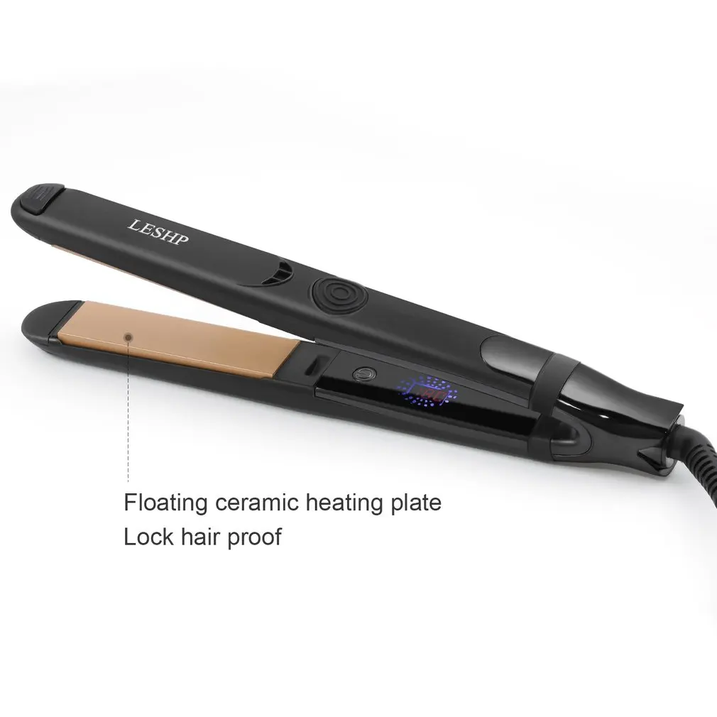 LESHP керамическая нагревательная пластина светодиодный дисплей PTC нагреватель поворотный шнур автоматическое отключение выпрямитель для волос с передней рукояткой