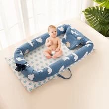 Детская кровать, переносная складная детская кроватка, детское гнездо, хлопок, детская кровать для путешествий, мультяшное детское Мягкое хлопковое гнездо, постельное для колыбели, кроватка
