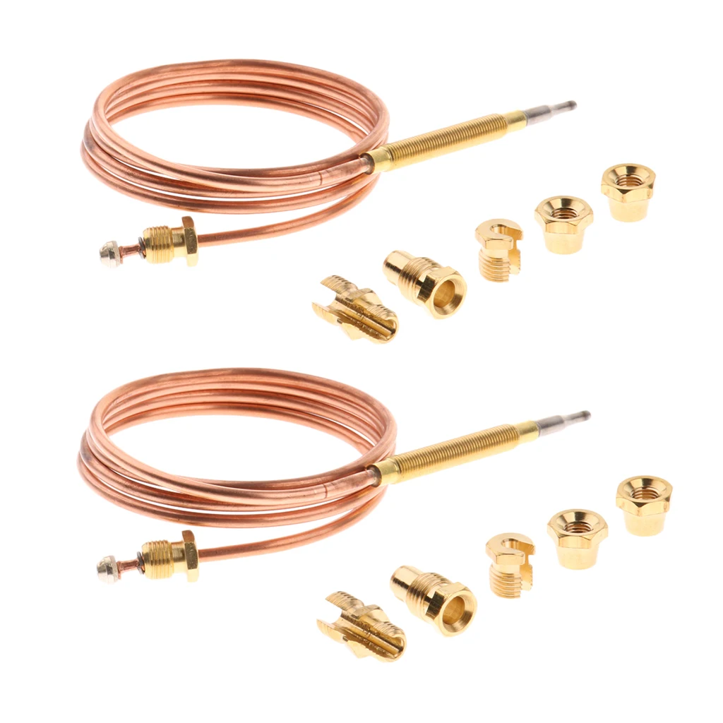 2PCS 90cm Thermocouple Replacement Set For Gas Furnaces Boilers Water Heaters, easy mounting on most pilot burners