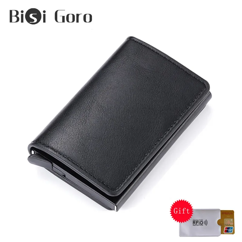 BISI GORO, новинка, умный кошелек для мужчин и женщин, мини кошелек, RFID, безопасность, алюминиевая коробка, всплывающий, кредитный держатель для карт, Прямая поставка