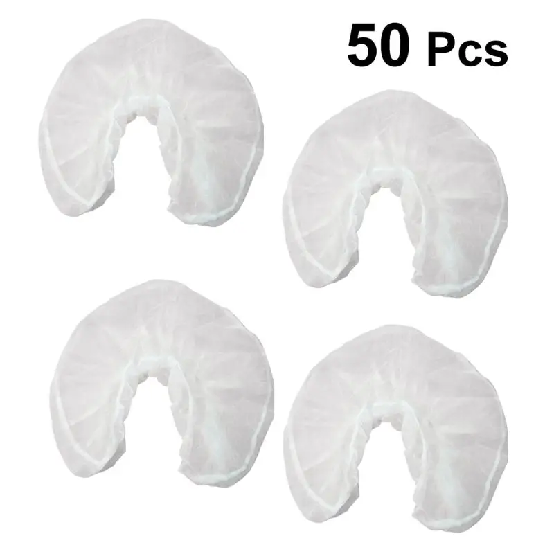 50pcs Pillow Covers Anti-Dirty Non-Woven Disposable U Shaped Pillowcase Cover Headrest Covers For Hotel Salon Massage