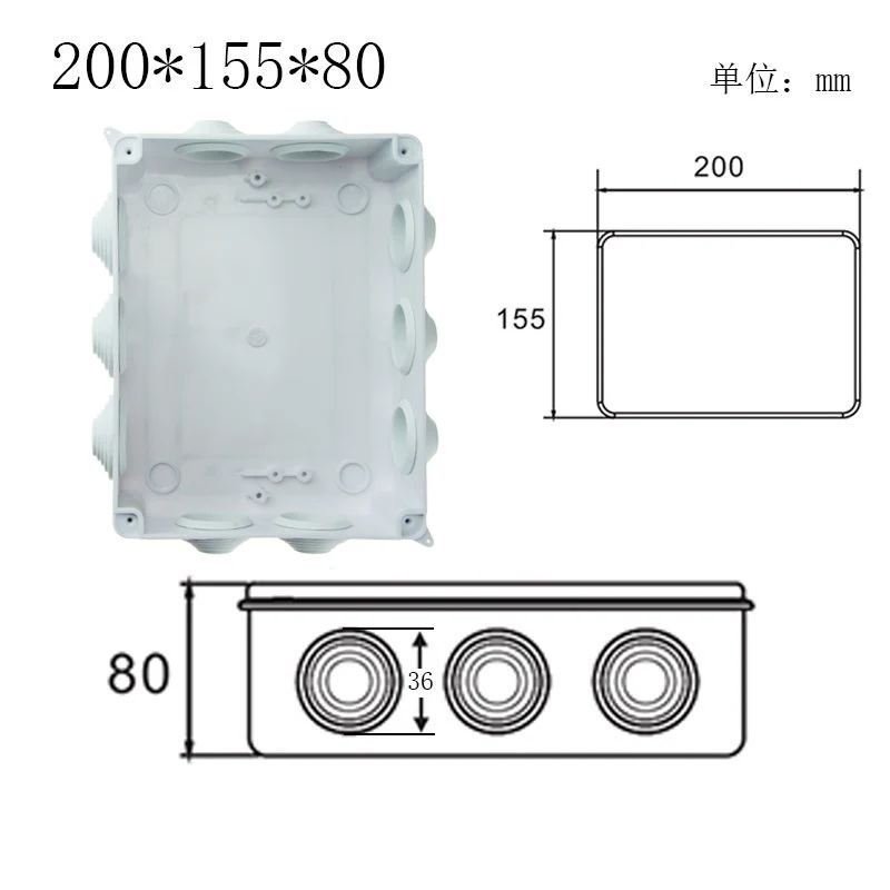 Venta al por mayor de plástico ABS IP65 непроницаемый коробка DIY на открытом воздухе удивительно conexión eléctrica de кабель коробка 200x100x70 мм - Цвет: 200x155x80mm