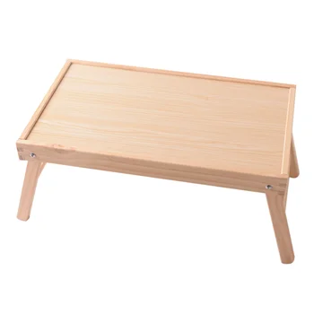 

1pc Multifunction Portable Solid Wooden Bed Laptop Desk Foldable Serving Table for Tea Study Breakfast (Wood Color)