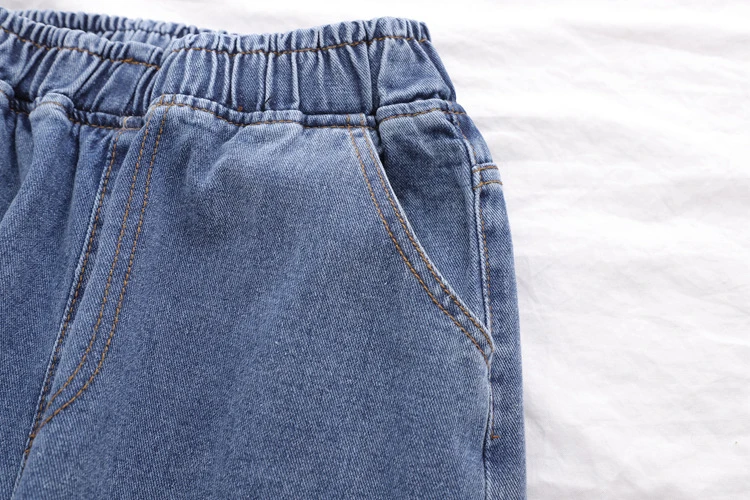 Merry Pretty, женские синие джинсы, штаны в полоску, с вышивкой, с карманами, джинсовые штаны, эластичный пояс, гарем, смягчитель, джинсовые штаны, джинсы для мам
