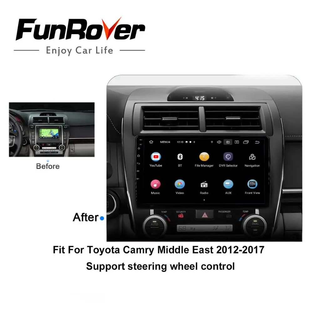 FUNROVER ips+ 2.5D Android автомобильный dvd gps мультимедийный плеер для Toyota Camry США и средний восток версия 2012 2013 Радио Навигация