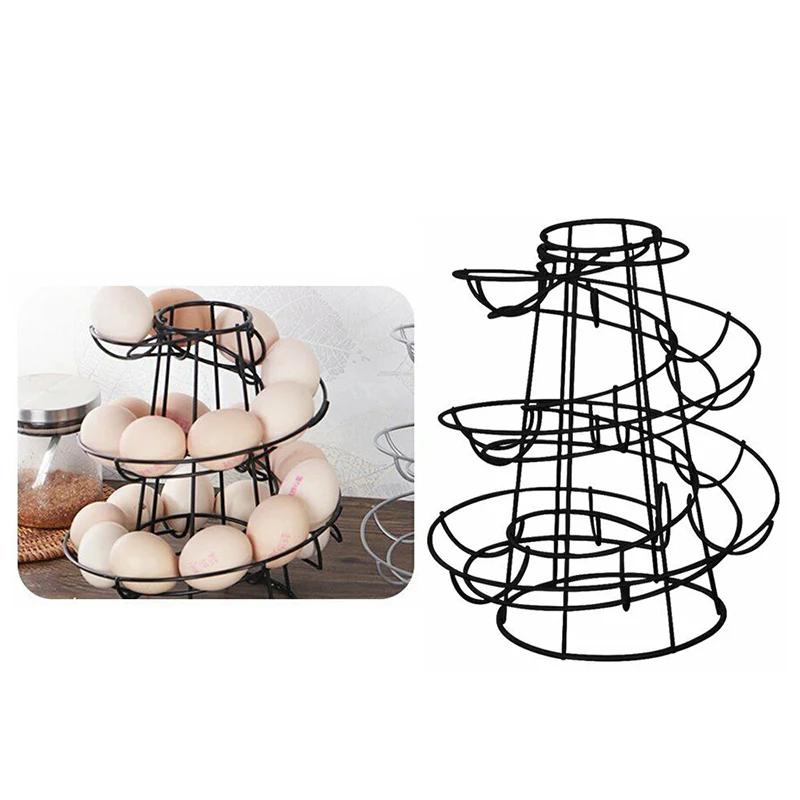 

Creative 1PC Spiraling Eggs Holder Multi-functional Wrought Iron Egg Basket Rack Rustproof Home Kitchen Eggs Storage Basket Tool