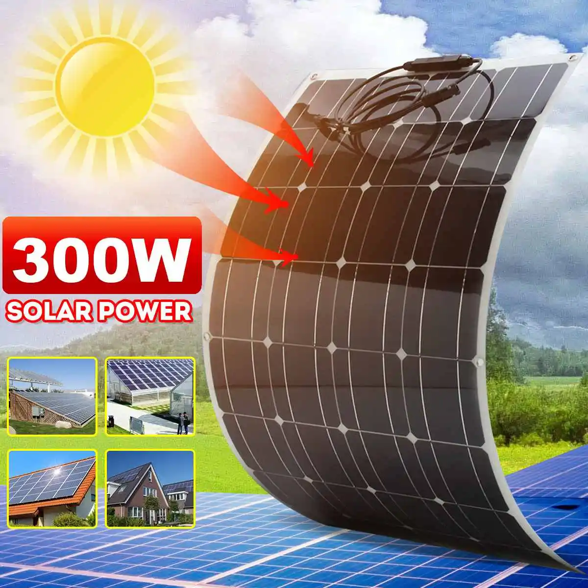 

300W Outdoor Sunpower Foldable Solar Panels With 1.5M Cable for Traveling Camping Hiking
