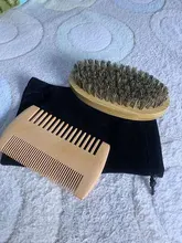 Conjunto de Peine Natural para Barba, doble cabezal de aceite, cepillo para el cuidado de la barba, herramienta de aceite, conjunto profesional