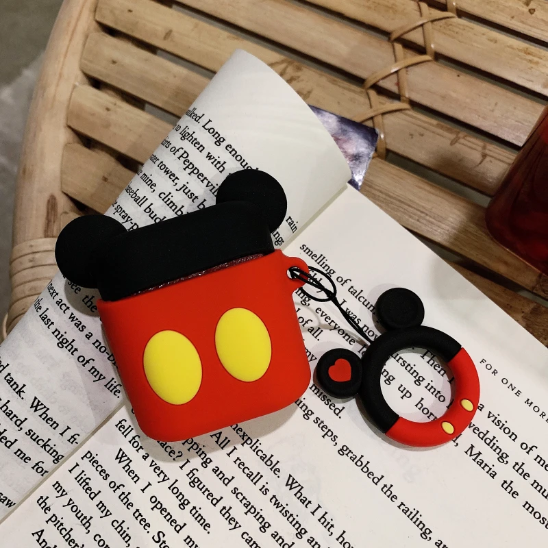 Super cute 3D Stitch cartoon silicone protection ring lanyard Wireless Earphone Charging case for AirPods 1 2 Bluetooth cover