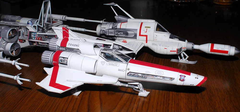 Battlestar Galactica Vipers 2 Viper Mk2 Paper Model DIY Handmade Fancy Toy Garage Kit Paper Handicraft Decoration Military Model