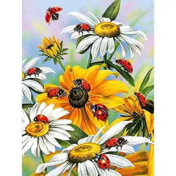 

Diamond-Painting Round 5D DIY Animation Rhinestone Art Chrysanthemum And Ladybug Craft Art Souvenir Kits Art