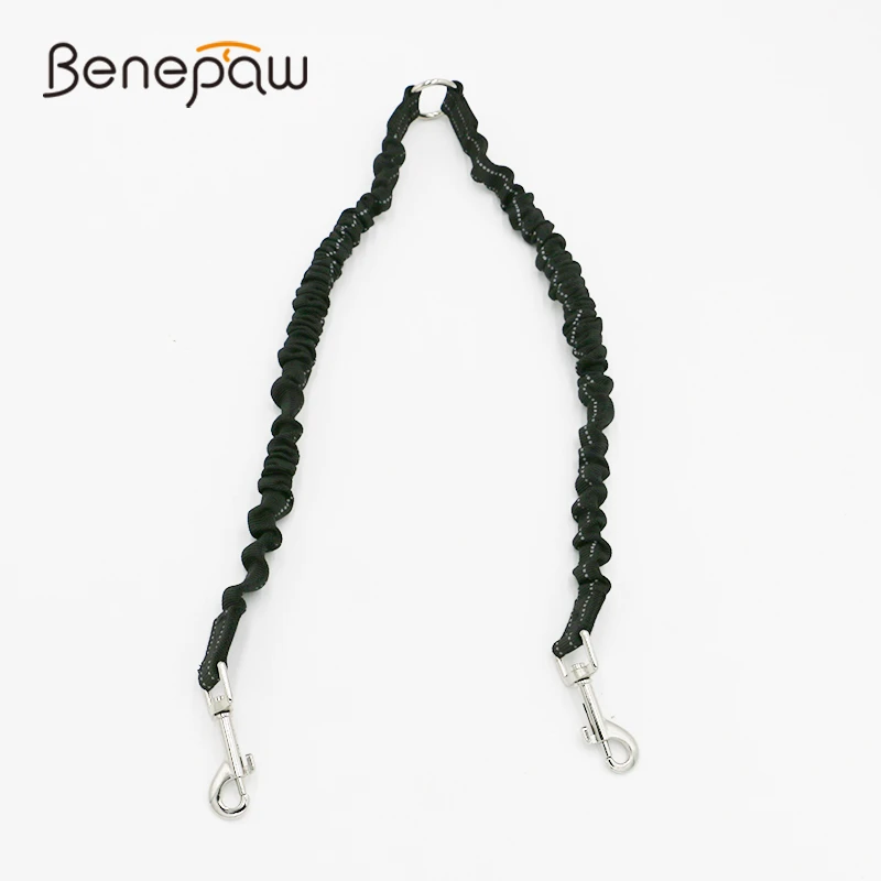 

Светоотражающий банджи Benepaw двойная сцепка для поводков для собак Поворотный на 360 ° два поводок для собак домашних животных двойной удобный амортизирующий свинец