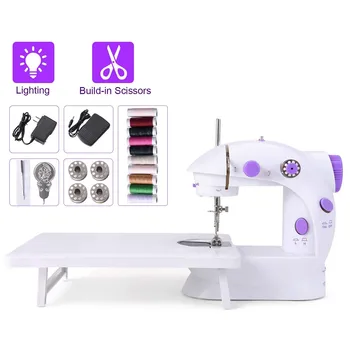 

2020 Sewing Machine Mini Portable Household Night Light Foot Pedal Straight Line Hand Table Two Thread Kit Electric