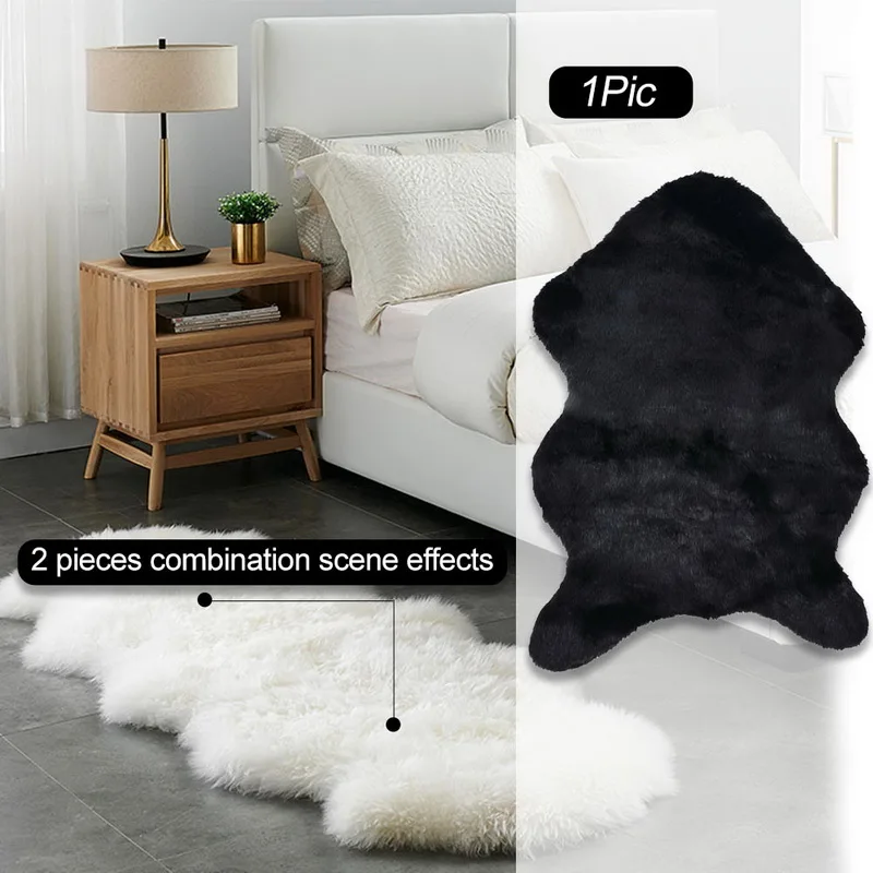 

2020 Chair Cover Plain Skin Fur Soft Sheepskin Warm Hairy Carpet Seat Pad Plain Fluffy Rugs Washable Bedroom Faux Mat Home