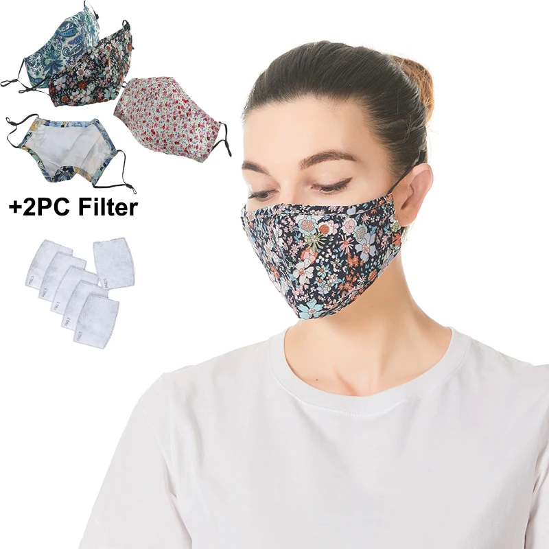 5 pièces été mince coton masque bouche masque Anti PM2.5 poussière bouche masque charbon actif filtre masque fleur masque lavable | AliExpress