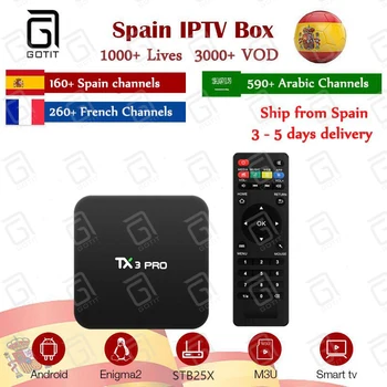 

GOTiT TX3 PRO Android Smart TV Box H.265 4K 2.4GHz WiFi Set Top Box with 1 year Spain French Abrabic PayTV&VOD IPTV subscription