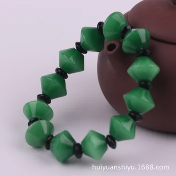 

Natural Green jade Luck beads Bracelet Adjustable Bangle Charm Jewellery Fashion Accessories Hand-Carved Man Amulet Gifts