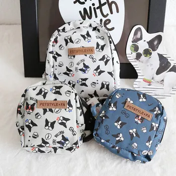 

Cute Printed Pet Dog Backpack Outdoor Travel Carrier Bag For Small Dogs Puppy Cat Pet Bags with Chest Rope Harness Leashes Set