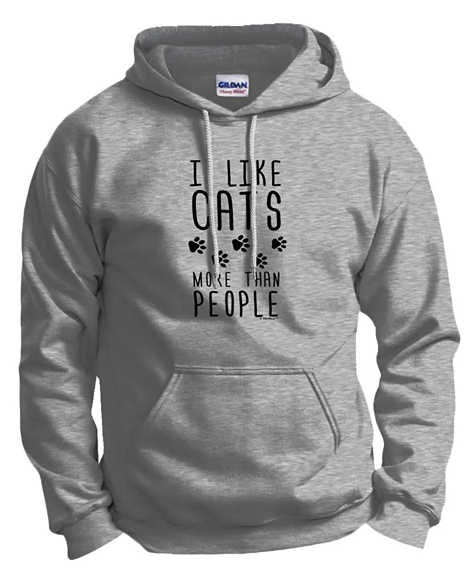 Идея забавного подарка толстовка с капюшоном I Like Cats More Than People Мужская и Женская |