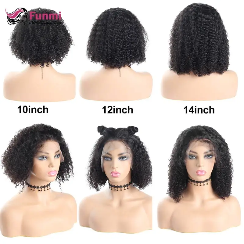  Jerry Curly Lace Front Human Hair Wigs With Baby Hair Brazilian Virgin Hair Short Curly Bob Wigs Fo
