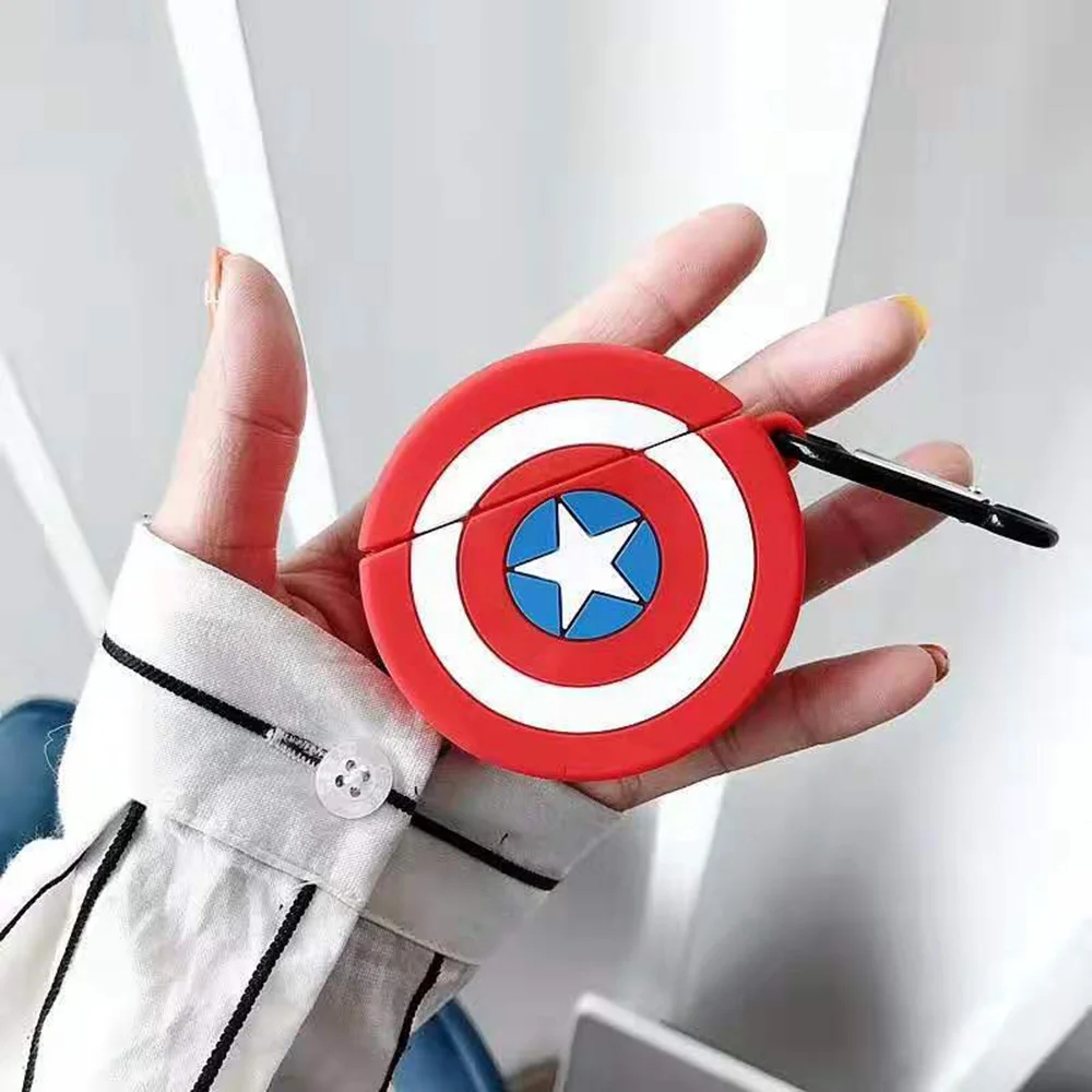 Marvel, Супермен, Человек-паук, для Apple Airpods 2, силиконовый чехол, беспроводные Bluetooth наушники, чехол для наушников, Капитан Америка, чехол - Цвет: GJ0074