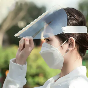 

1Pc Transparent Adjustable Full Face Shield Plastic Anti-fog Protective Mask UV Hat Full Face Shield Full Face Isolation Cap Hat
