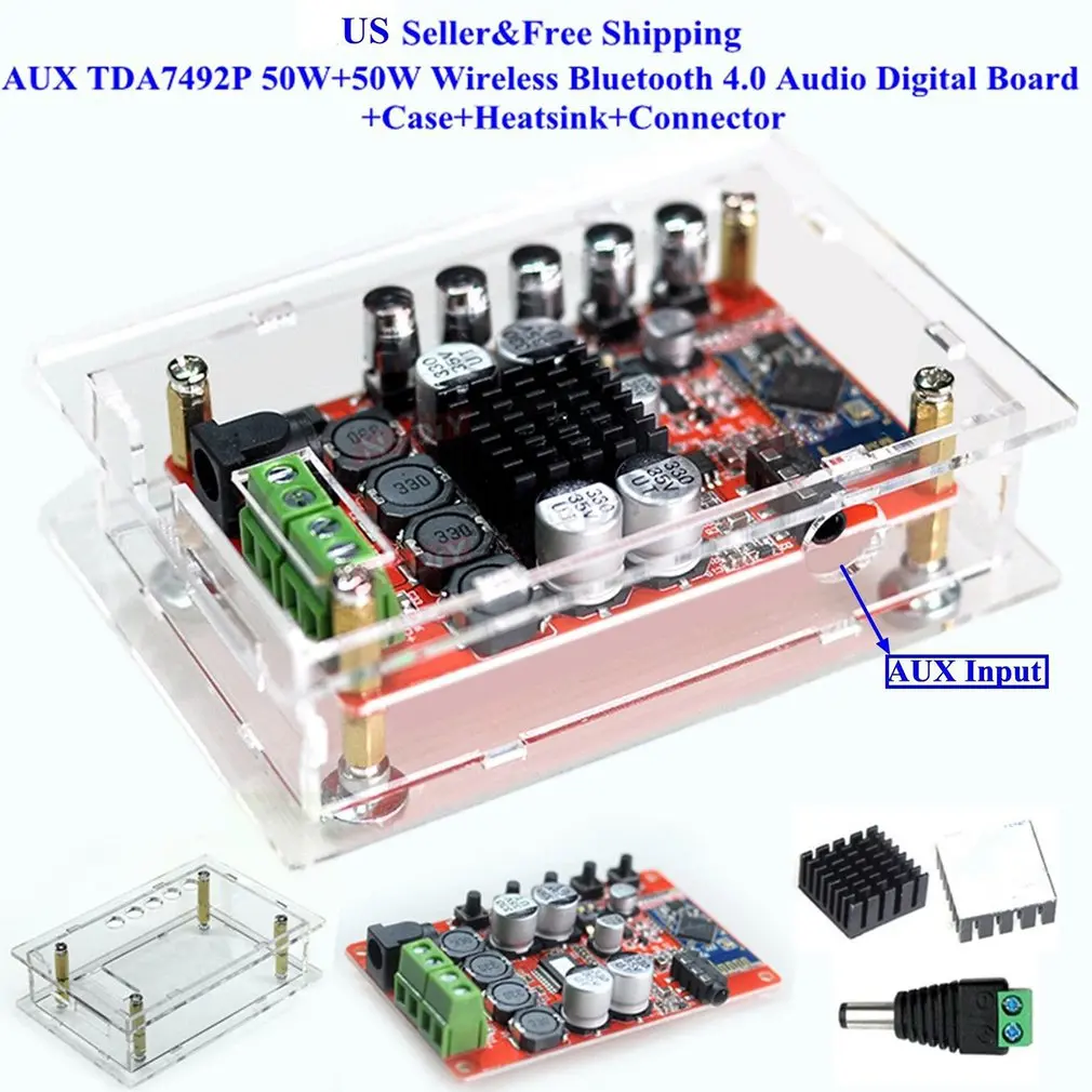 

TDA7492P Professional Small Size Wireless Bluetooth 4.0 Audio Digital Amplifier Board Module With Case Kit