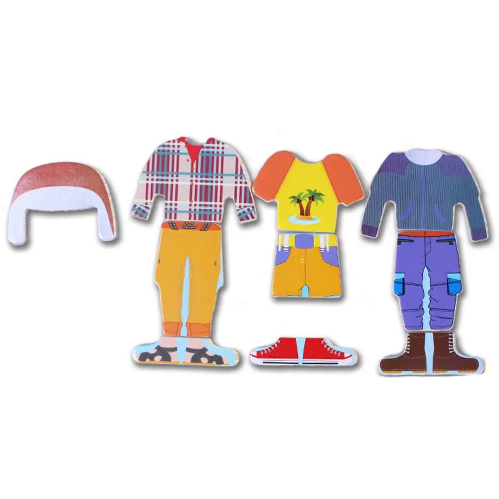 discount  Newest Kids Wooden Dress Up Dress Up Puzzle Toy Early Educational Figure Puzzle Games Toy For Kids 