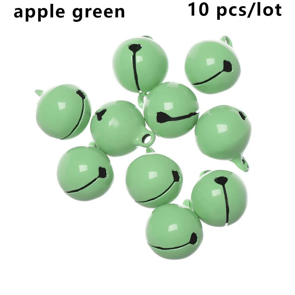 apple green 10 шт цветные Свободные металлические бусины, железные колокольчики, рождественские подвесные Подвески, Колокольчик для елки, праздничные декоративные шары, поделки своими руками - Цвет: apple green